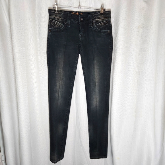 Rock Revival Amy Skinny Studded Distressed Black Jeans Size 27 - Picture 1 of 7